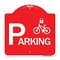 Signmission Parking With Cycle and Lock, Red & White Aluminum Architectural Sign, 18" x 18", RW-1818-24625 A-DES-RW-1818-24625 - alternate 1